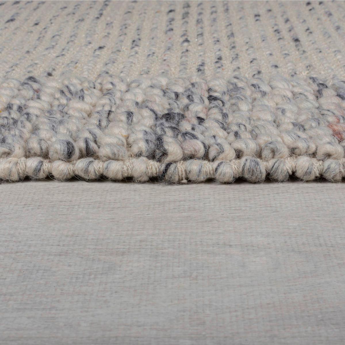 Handwebteppich Bbobble Wool Border - Schwarz/Weiß, Trend, Textil (160/230cm)