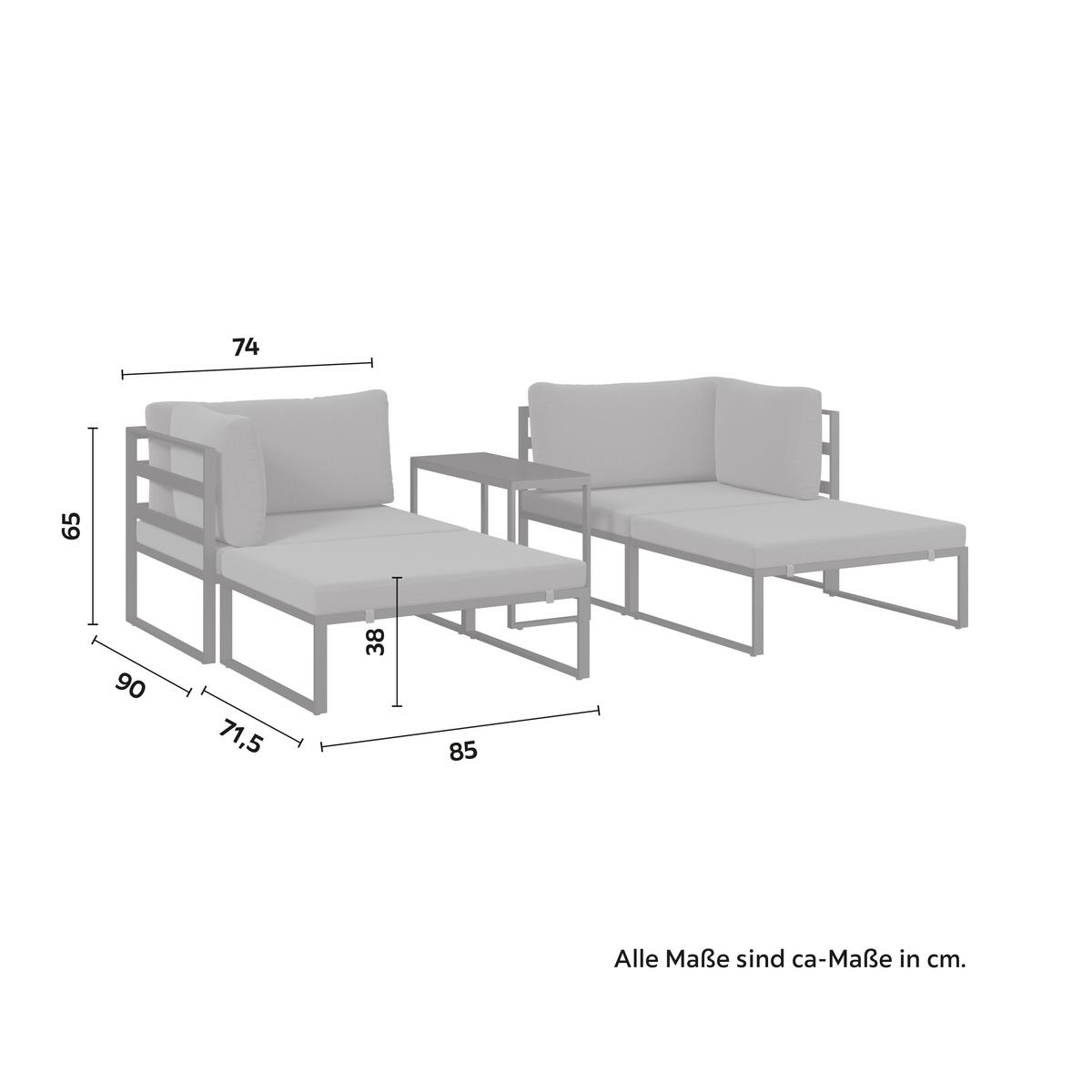 TERASOVÁ SEDACIA SÚPRAVA VALENTINA - čierna/sivá, Modern, kov/textil - Bessagi Garden
