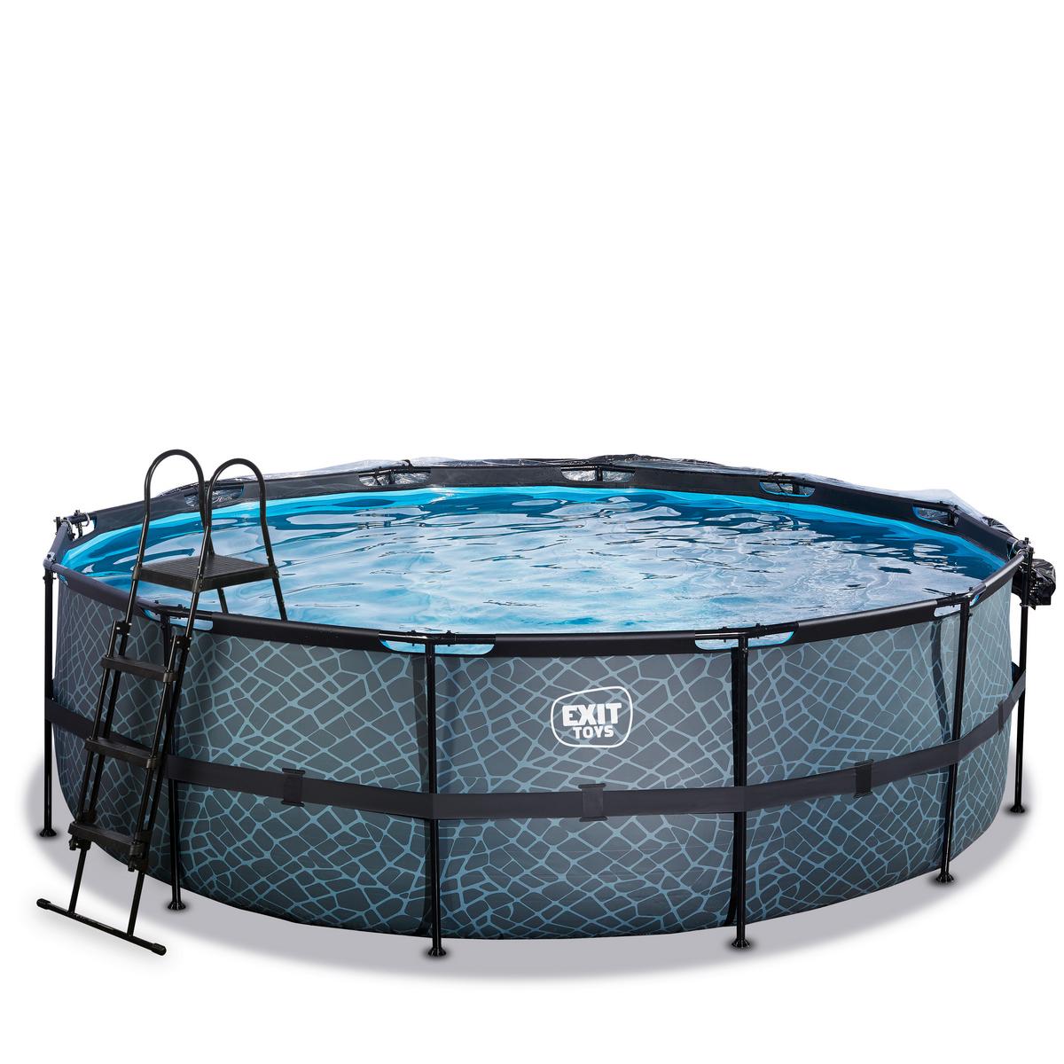 Pool-Set Grau, D/H: 450x122cm - Grau, KONVENTIONELL, Kunststoff (450/122cm) - EXIT Toys