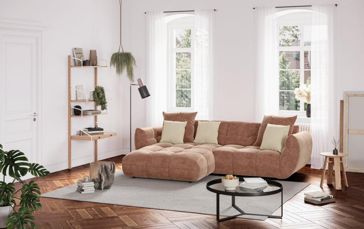 Rohová sedačka PANDA, ľavá, staroružová ženilka - čierna/staroružová, Modern, textil/plast (178/280cm) - Premium Living