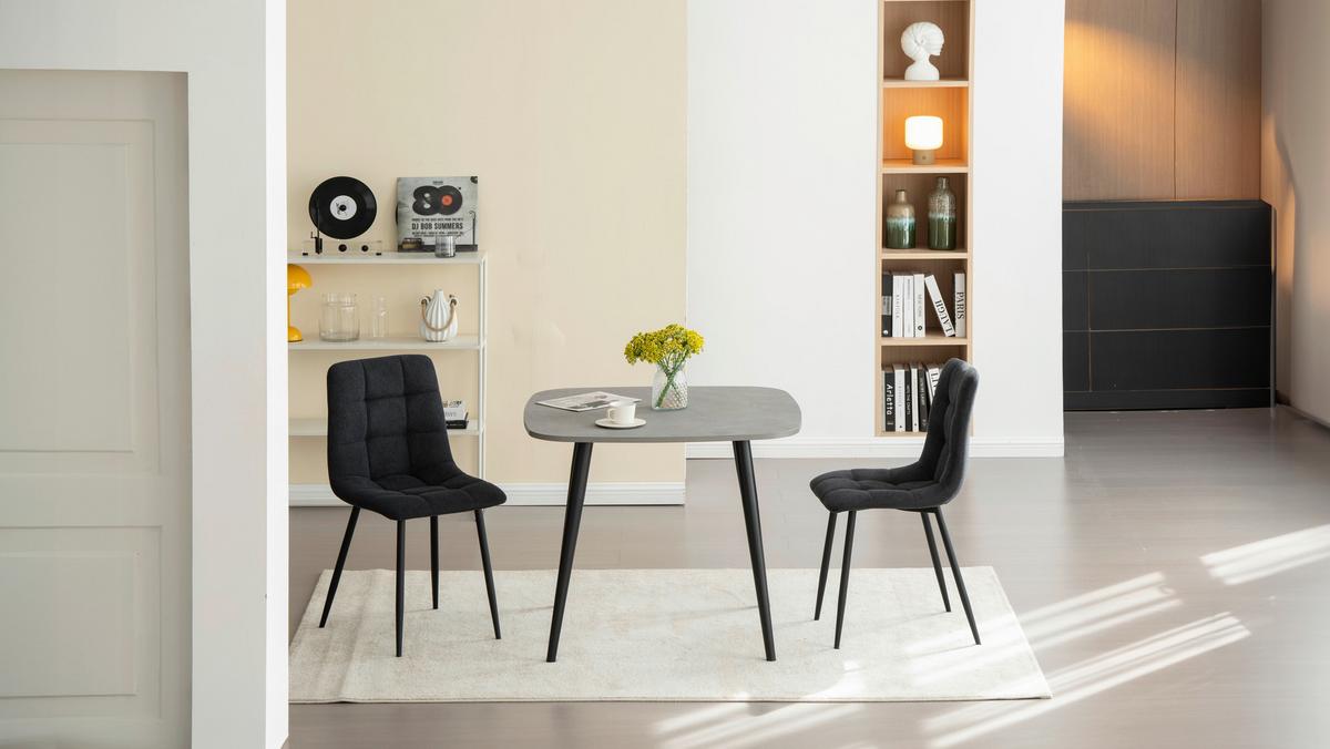 Vierfußstuhl Adea Leinenoptik Schwarz - Schwarz, KONVENTIONELL, Holz/Textil (45/88/55cm) - P & B