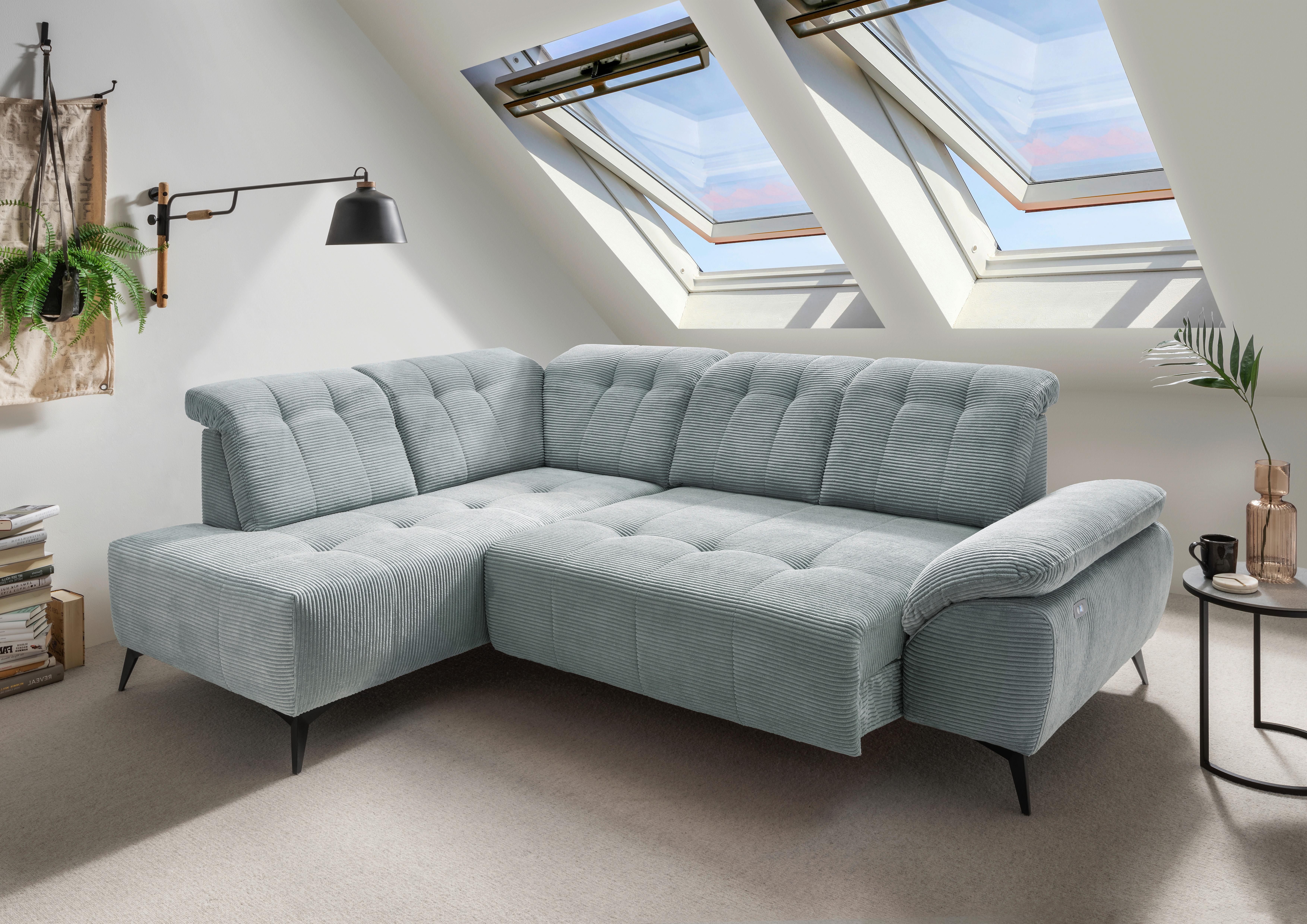 Ecksofa Fiore, Hellblau S: 200x272 cm - Schwarz/Hellblau, MODERN, Textil (200/272cm) - Livetastic