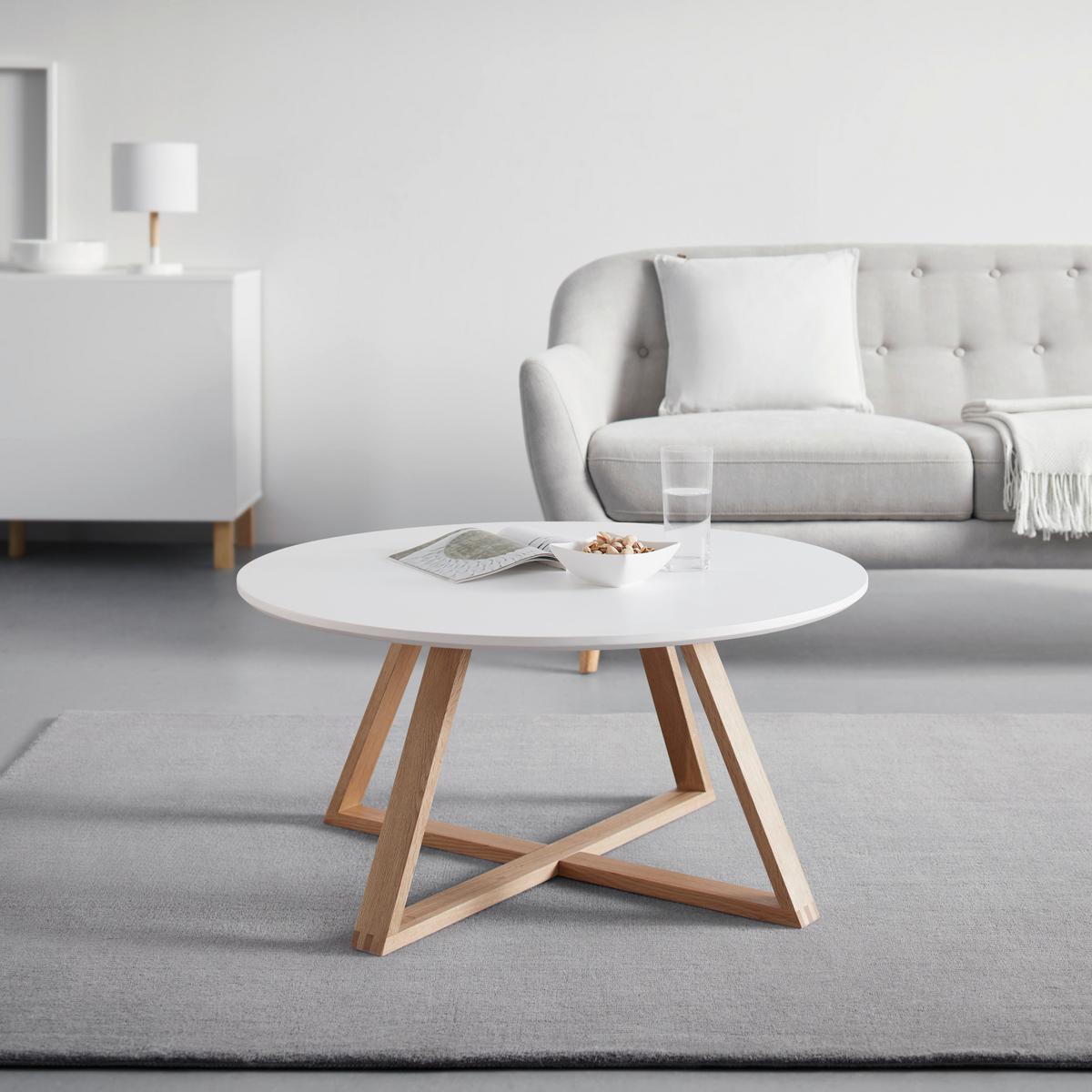 Konferenční stolek MATTIA - bílá/barvy dubu, Moderní, dřevo/kompozitní dřevo (80/80/39cm) - Bessagi Home