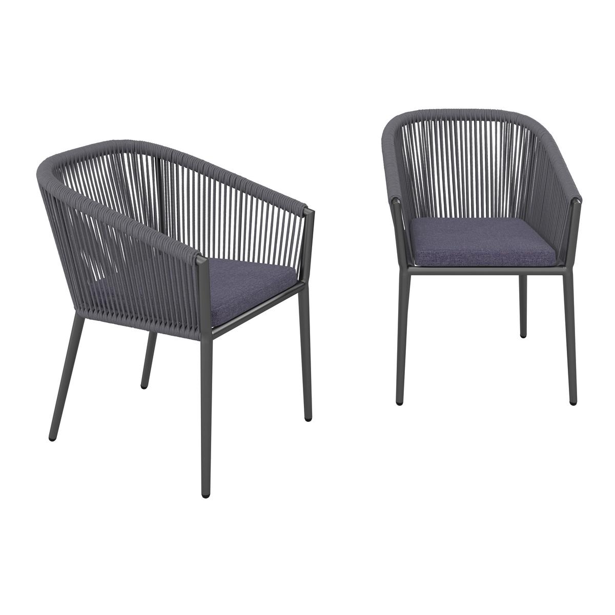SADA ZAHRADNÍCH KŘESEL BENICIA - modrá/černá, Moderní, kov/textil (55/76/63cm) - Bessagi Garden