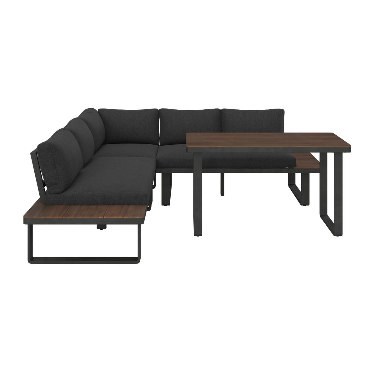 JEDÁLENSKÁ TERASOVÁ SÚPRAVA GIANNA - čierna/farba tíku, Modern, kov/drevo (221/71/76cm) - Bessagi Garden