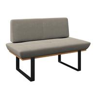 Sitzbank Tristan Webstoff beige, B: 130cm - Beige/Schwarz, MODERN, Holz/Textil (130/48/90cm) - James Wood