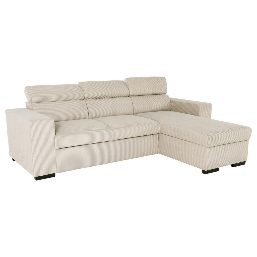 Eckschlafsofa mit Bettkasten Vicomte, creme, 237x167cm