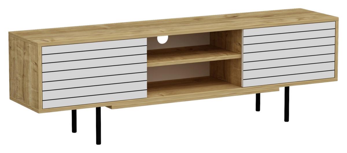 Nízká komoda, barvy dubu/bílá - bílá/černá, Design, kompozitní dřevo (160/50,5/35cm) - Livetastic