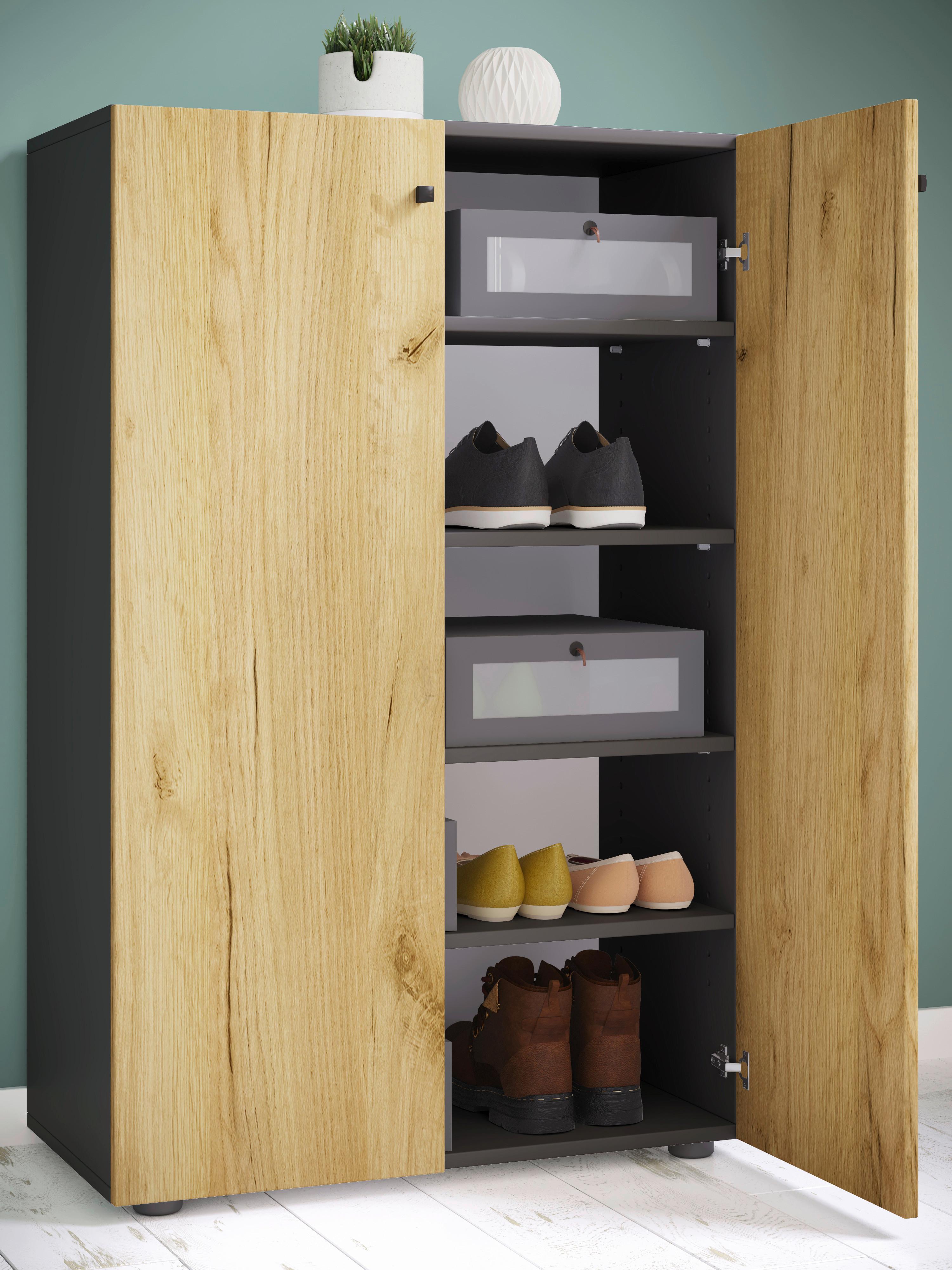 Schuhschrank Lona Anthrazit Honigeiche Dekor - Honigeiche/Anthrazit, Design, Holzwerkstoff (70/110/39cm) - MID.YOU