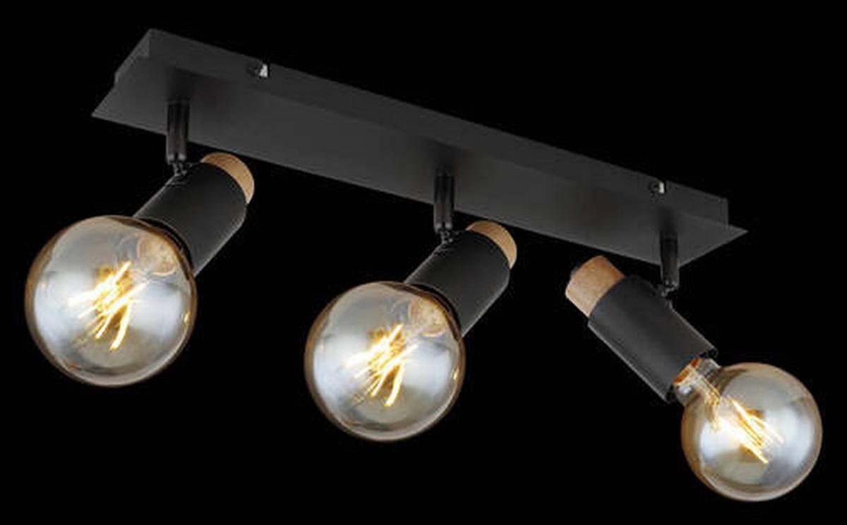 Strahler 54045-3 - Dunkelbraun/Schwarz, Design, Holz/Metall (48,5/8/14,5cm) - Globo