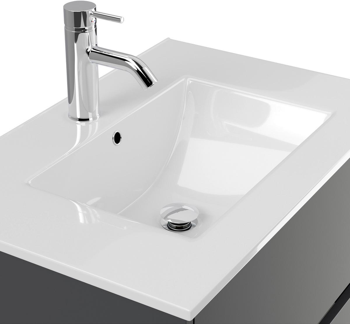 BADEZIMMER Limes, Graphitfarben B: 70 cm - Graphitfarben/Weiß, Basics, Keramik/Holzwerkstoff (70cm) - MID.YOU