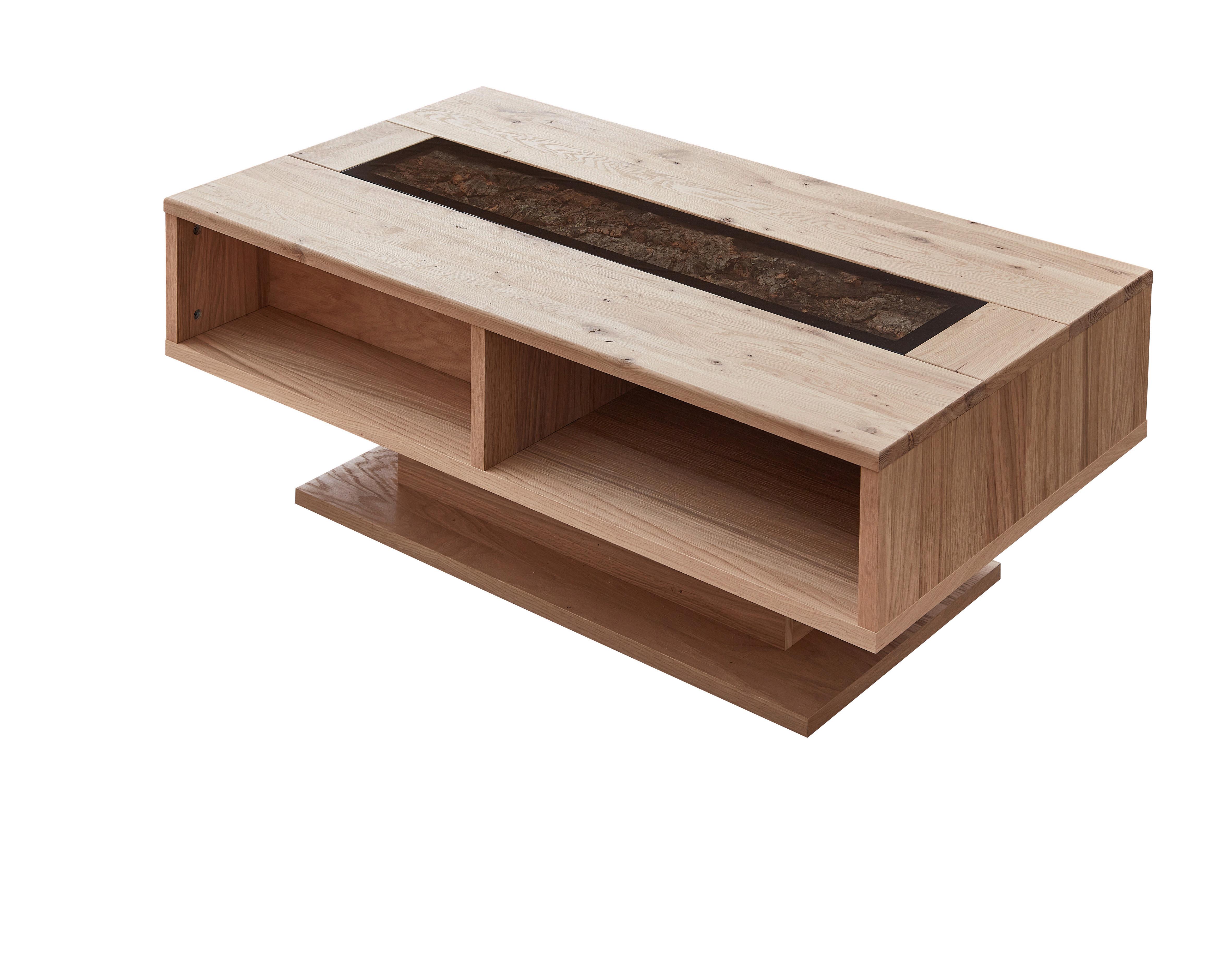 Couchtisch Donna Schwarz/Wildeiche L: 115cm - Wildeiche/Schwarz, Natur, Glas/Holz (115/43/65cm) - Livetastic