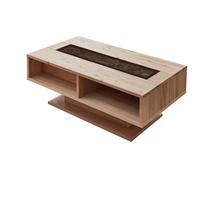 Couchtisch Donna Schwarz/Wildeiche L: 115cm - Wildeiche/Schwarz, Natur, Glas/Holz (115/43/65cm) - Livetastic