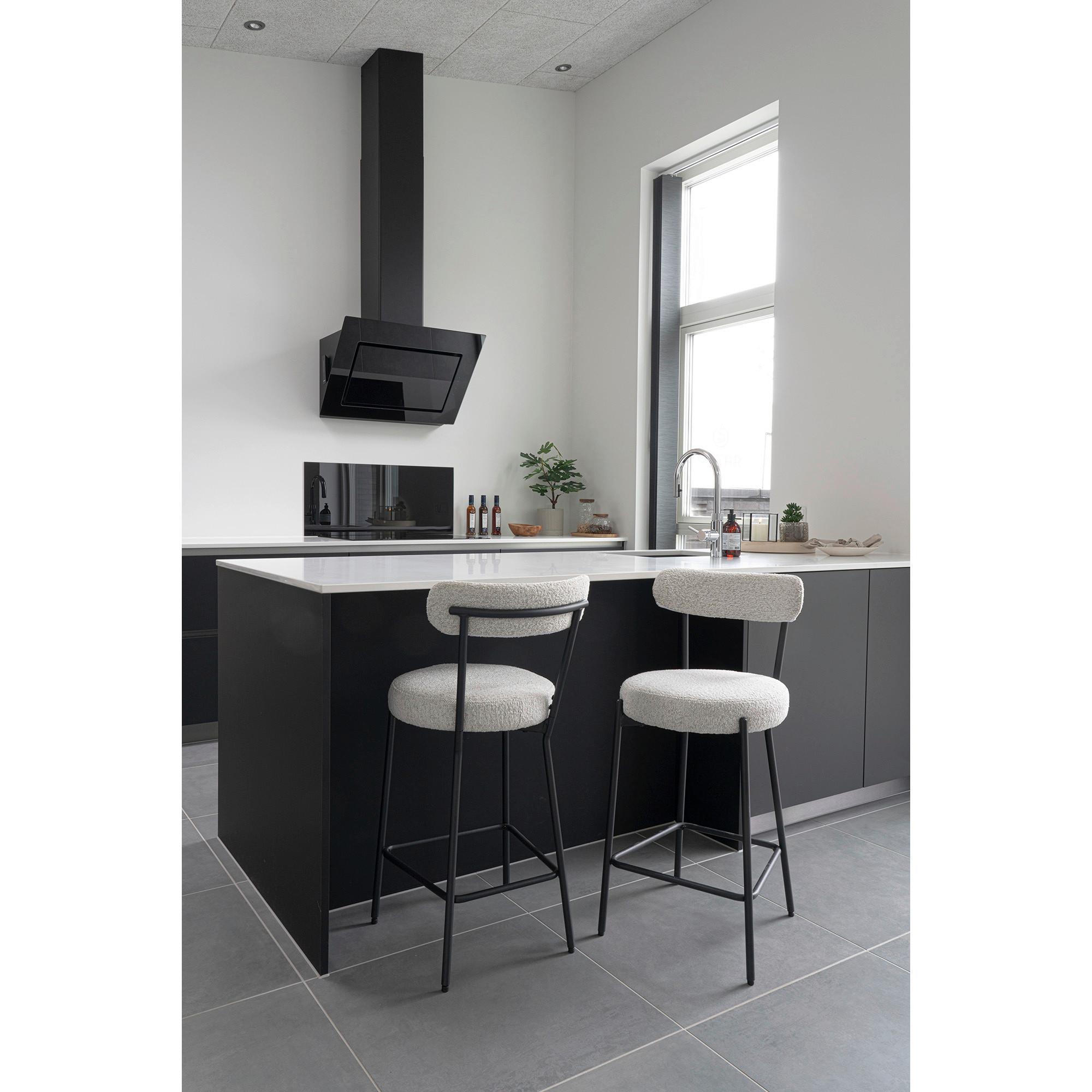 Barhocker Badalona Weiß B: 39 cm - Schwarz/Weiß, MODERN, Textil/Metall (39/90/46cm) - MID.YOU