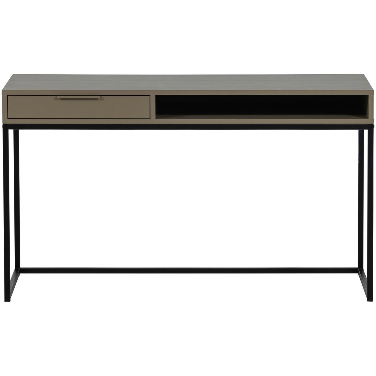 Schreibtisch Nore Schlammfarben B: 130 cm - Schlammfarben/Schwarz, MODERN, Holz/Metall (130/58/75cm) - Livetastic