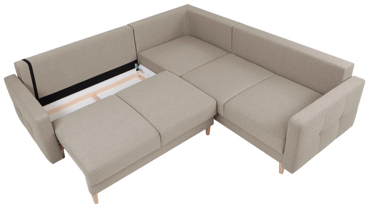 Eckschlafsofa Noret Beige S: 242/242 Cm - Beige/Eiche Wotan, KONVENTIONELL, Textil (242/242cm) - MID.YOU