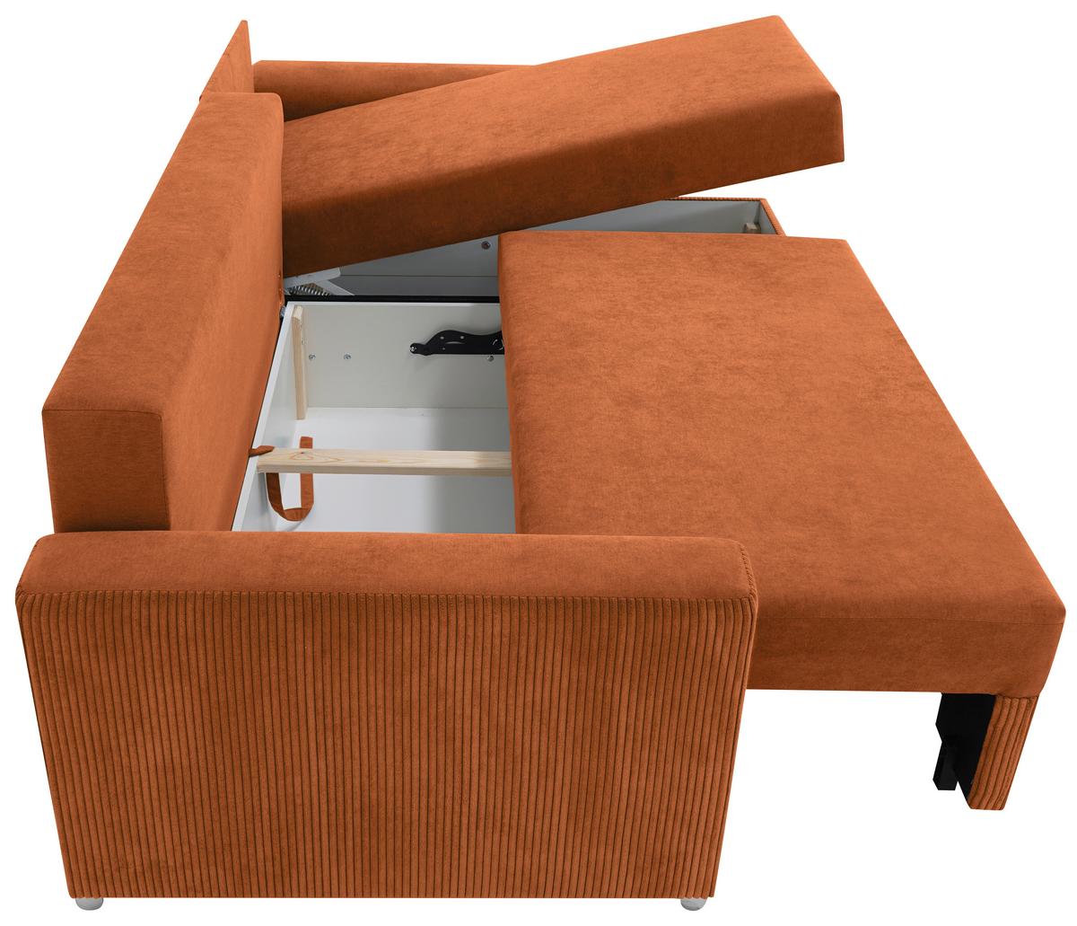 Ecksofa Diever Rostfarben S: 239x141 cm - Chromfarben/Rostfarben, Design, Textil (239/141cm) - Livetastic