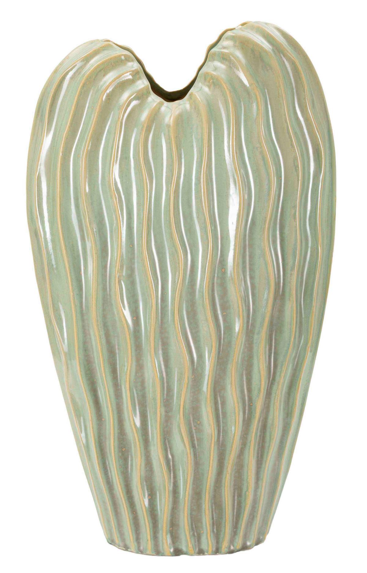 Vase Venice Grün B: 27 cm - Grün, Basics, Keramik (27/46,5/14cm)