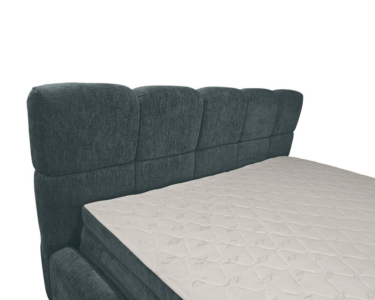 Polsterbett Noe Blau, Lf: 120x200 cm - Blau/Schwarz, Trend, Textil/Metall (120/200cm)