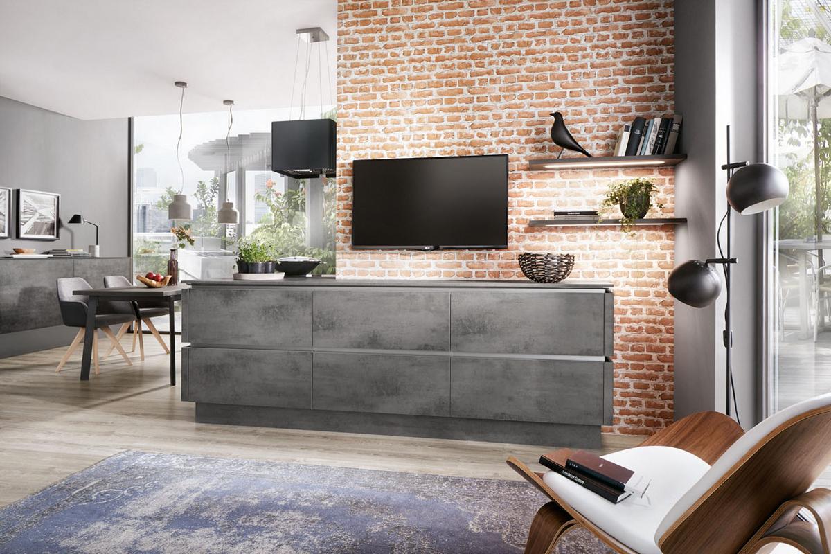 Einbauküche Riga Frei Planbar Modern, Grifflos - Anthrazit, MODERN, Holzwerkstoff - Vertico