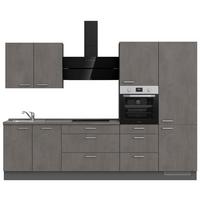 Kuchynská linka 300 cm, bridl.šedý betón/bridl.šedá - biela/farba ušľachtilej ocele, Modern, kov/kompozitné drevo (300cm) - Nobilia