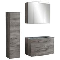 Badmöbel-set 3-tlg. Stockholm B: 110 Cm Grau - Eichefarben/Eiche grau, KONVENTIONELL, Glas/Holzwerkstoff (110cm) - Held