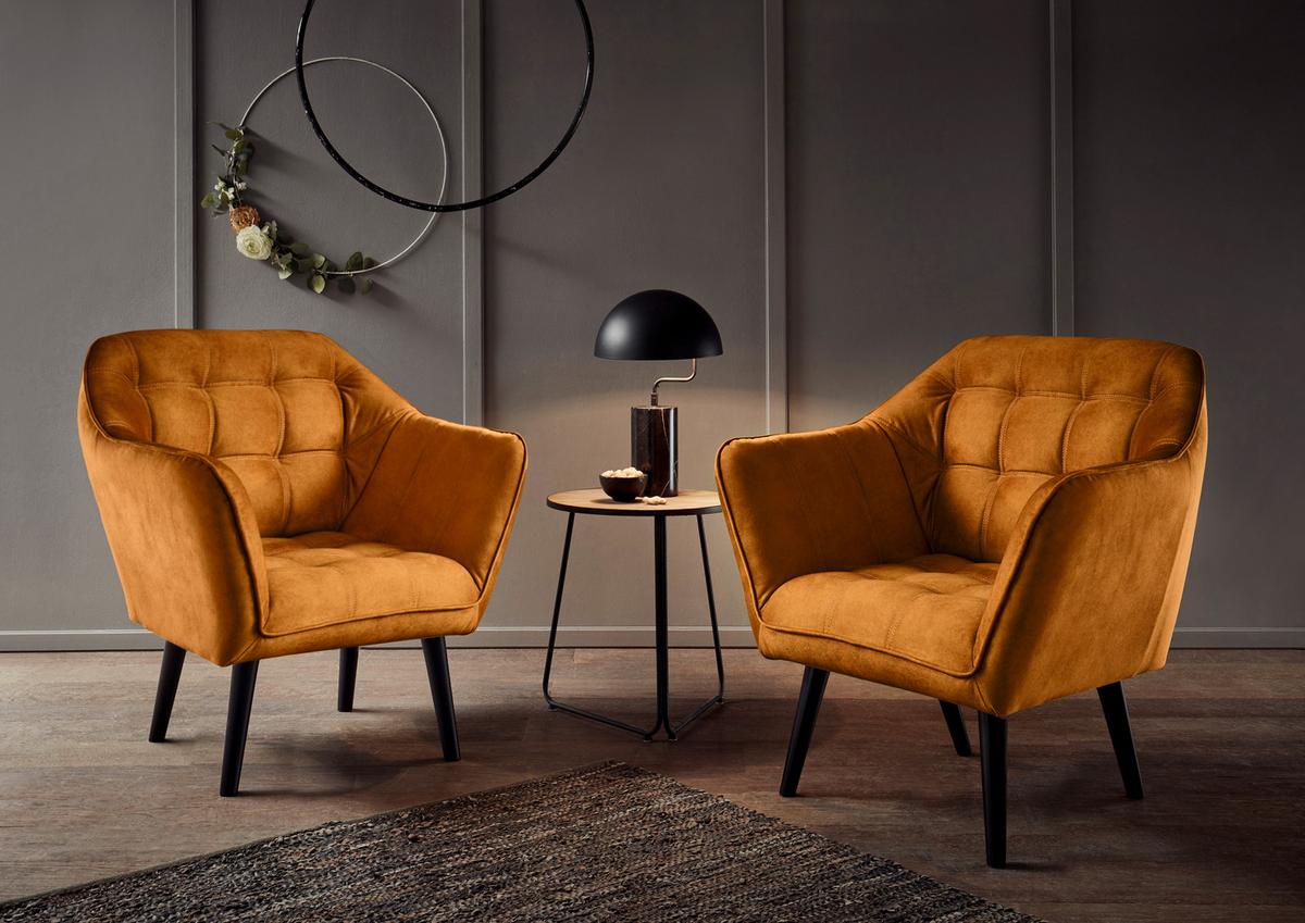 Cocktailsessel Max Kupferfarben B: 84 Cm - Schwarz/Kupferfarben, MODERN, Holzwerkstoff/Textil (84/87/70cm) - MID.YOU