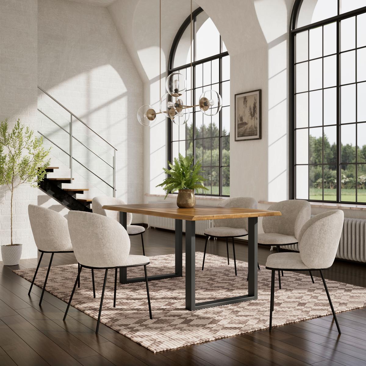 Jedálenský stôl LEN 160x90cm - čierna/farba duba, Modern, kov/drevo (160/90/76cm) - Bessagi Home