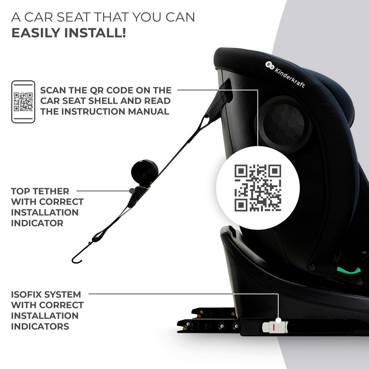 Kinderautositz I-Grow I-Size Schwarz, B/H/T: 44x81x34cm - Dunkelgrau/Schwarz, Basics, Kunststoff (44/81/34cm) - Kinderkraft
