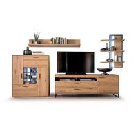 Wohnkombination Teilmassiv 4--Teilig. Portland Eichefarben - Eichefarben/Schwarz, Design, Holz/Holzwerkstoff (338/204/50cm) - Livetastic