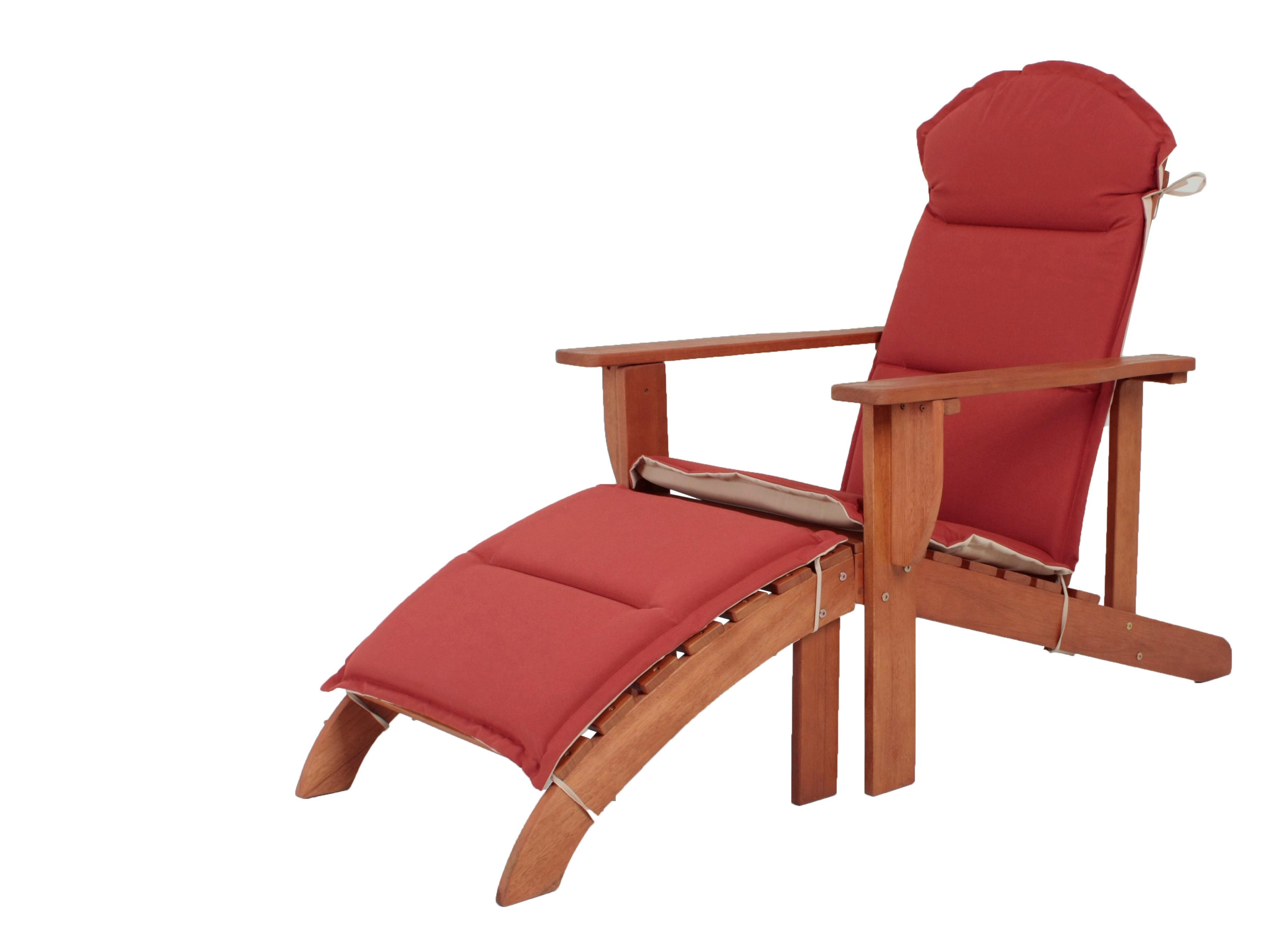 Sonnenliege Harper Eukalyptusholz mit Auflage - Eukalyptusholzfarben/Rot, Basics, Holz (142/70/93cm) - Gardenson