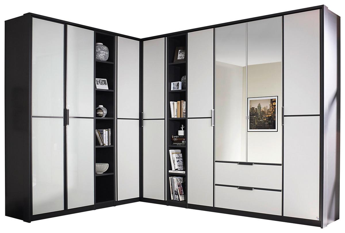 Eckschrank Mit Spiegel + Laden 224x314 Cm Anthrazit/weiß - Weiß/Grau, Design, Holzwerkstoff (224/314cm) - Rauch Möbel