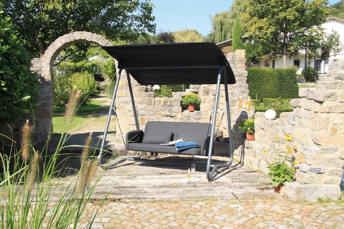 Hollywoodschaukel Mit Sonnendach Sun Acamp 2 Pers. - Anthrazit, Basics, Textil/Metall (190/142/177cm) - Acamp