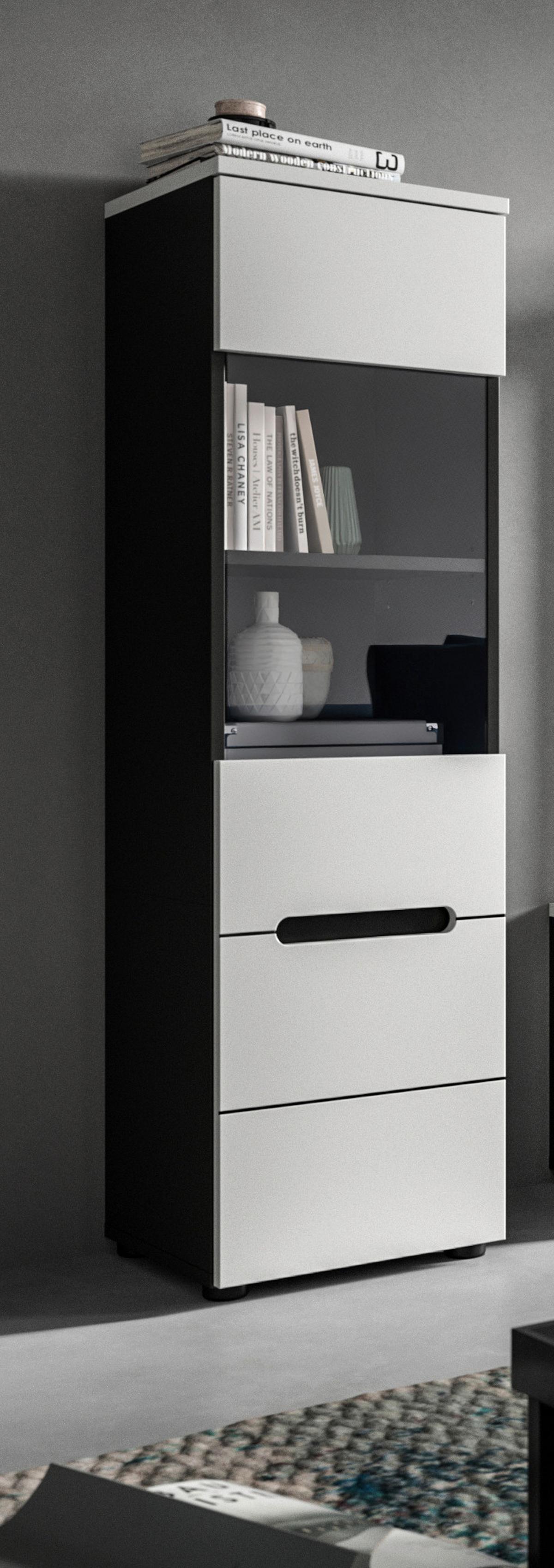 Vitrine Hell- Dunkelgrau B: 36 cm - Dunkelgrau/Hellgrau, Design, Holzwerkstoff (36/125/33cm) - Livetastic