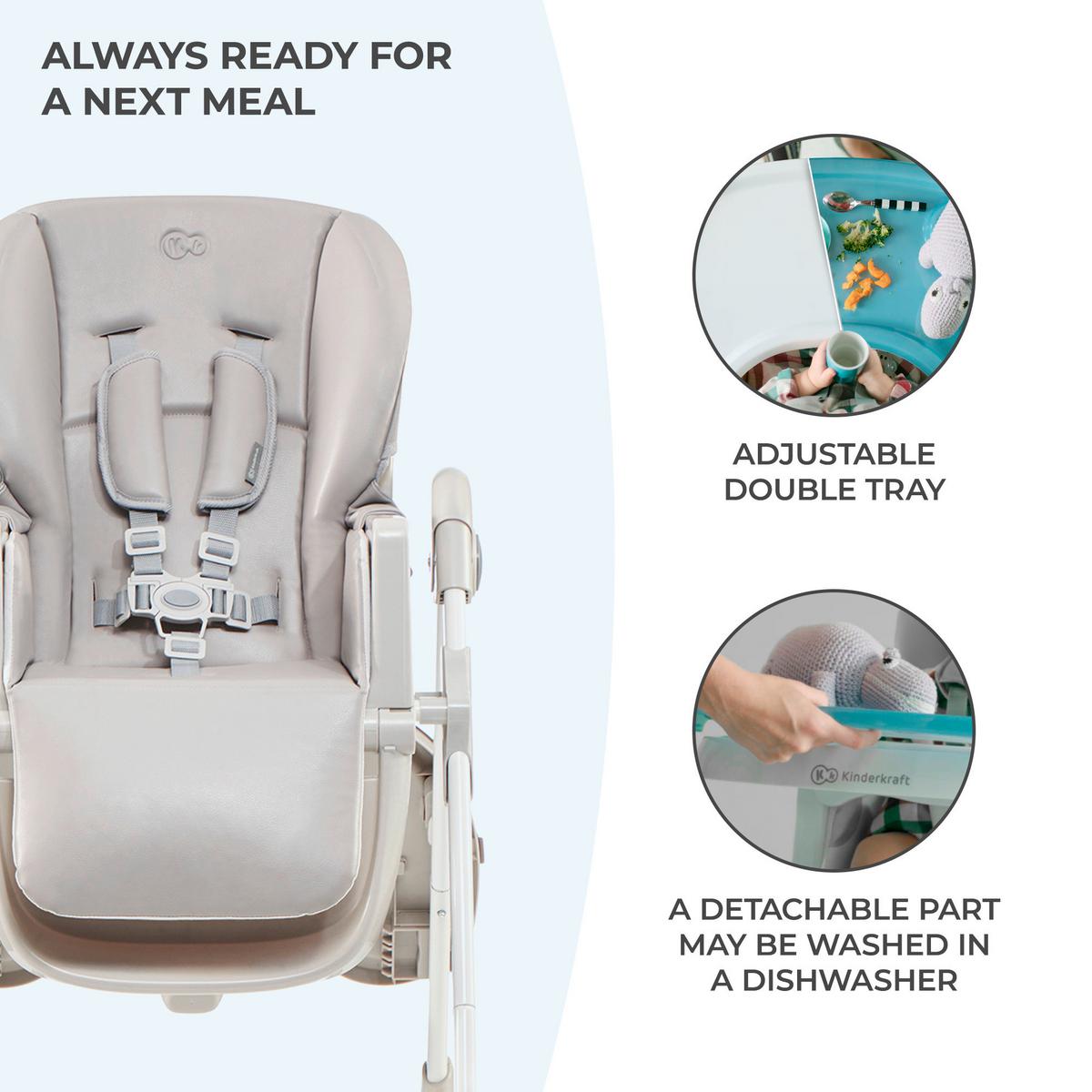 Hochstuhl Yummy Grau, B/H/T: 55,5x105x84,5cm - Grau, Basics (55.5/105/84.5cm) - Kinderkraft