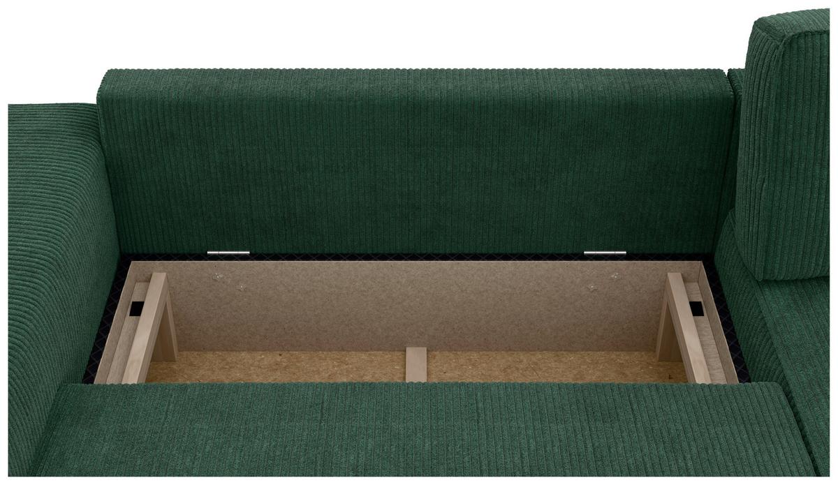 Ecksofa Chance Dunkelgrün S: 265x164 cm - Dunkelgrün/Schwarz, MODERN, Textil (265/164cm) - Trendmanufaktur