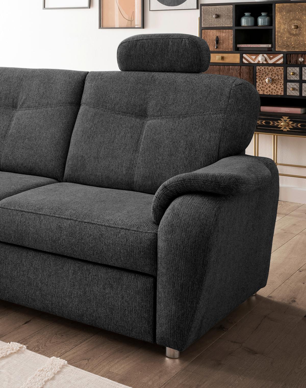 Eckschlafsofa Rosali Anthrazit S: 180x264 Cm - Chromfarben/Anthrazit, MODERN, Textil (180/264cm) - Livetastic