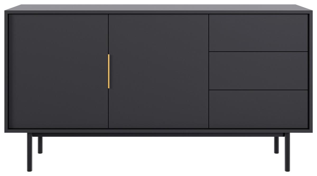 Komoda AVIV - černá/barvy zlata, Design, kov/kompozitní dřevo (154/82/39cm) - MID.YOU