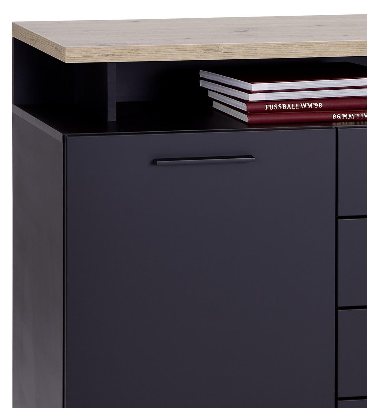 Kommode Mit Soft-Close B: 150,2cm Maxi, Grau/Eiche Dekor - Eichefarben, MODERN, Holzwerkstoff (150,2/90/41,9cm)