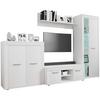 Wohnwand Usilo Weiß B: 242 cm - Schwarz/Weiß, Design, Glas/Holzwerkstoff (242/159/37cm) - MID.YOU