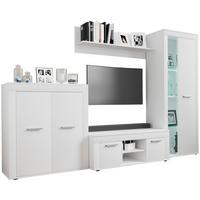Wohnwand Usilo Weiß B: 242 cm - Schwarz/Weiß, Design, Glas/Holzwerkstoff (242/159/37cm) - MID.YOU