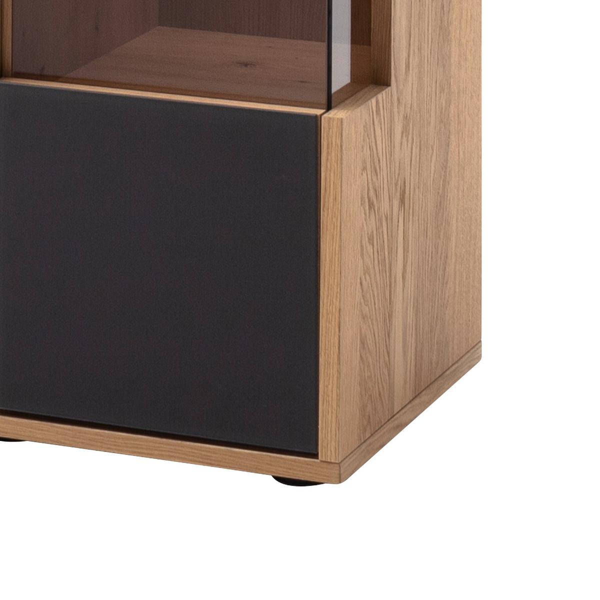Highboard Echtholz B: 94 cm Valencia Anthrazit/Eiche - Eiche Bianco/Anthrazit, Design, Glas/Holz (94/120/37cm) - MID.YOU