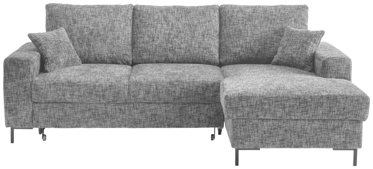 Eckschlafsofa Zona Silberfarben S: 237x143 Cm - Silberfarben/Schwarz, KONVENTIONELL, Textil (237/143cm) - Livetastic