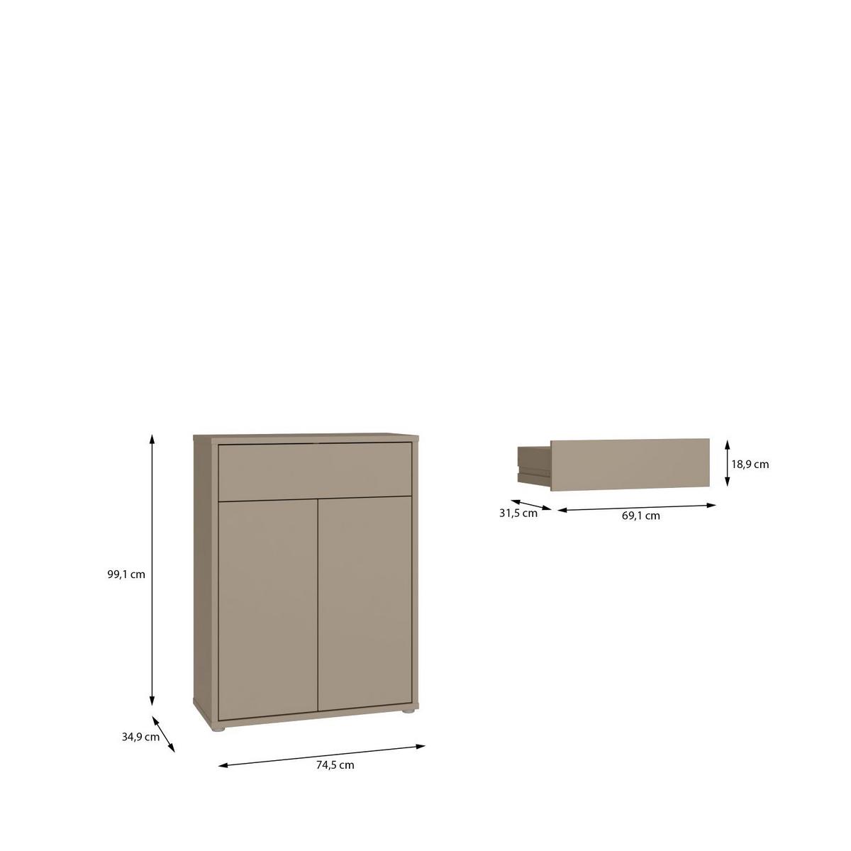 Komoda SPRINGS - béžovohnedá, Modern, kompozitné drevo (74,5/99,1/34,9cm)