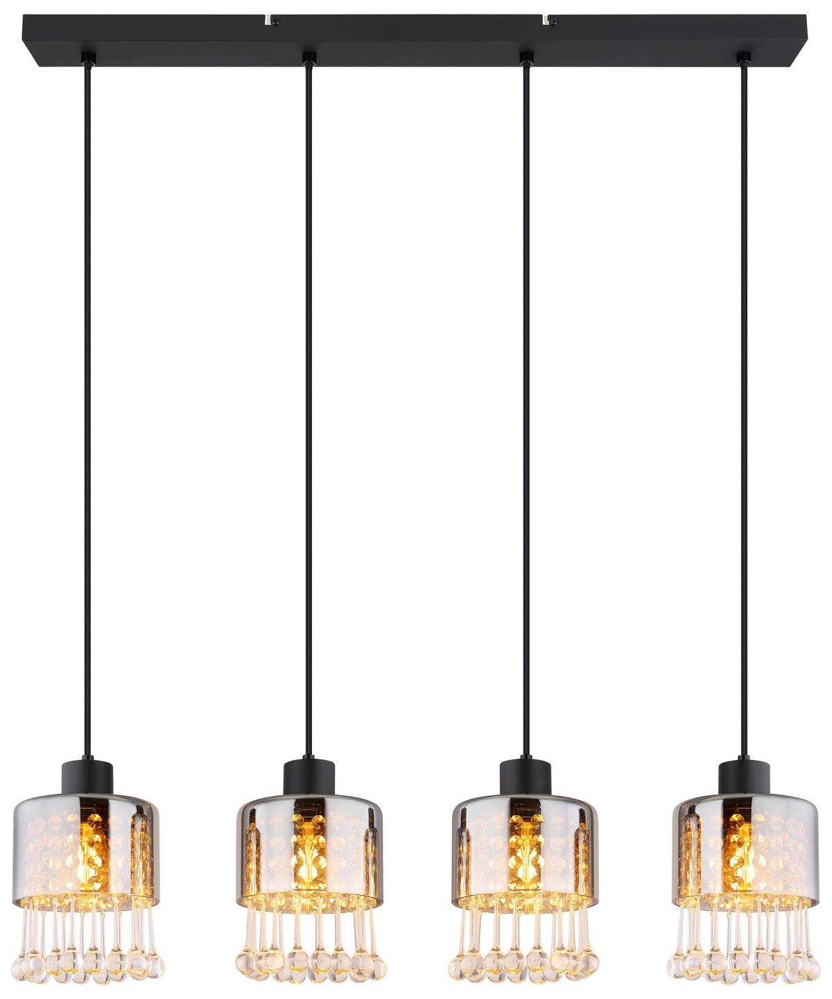 Hängeleuchte 15884-4h - Klar/Schwarz, KONVENTIONELL, Glas/Kunststoff (82,5/15/120cm) - Globo
