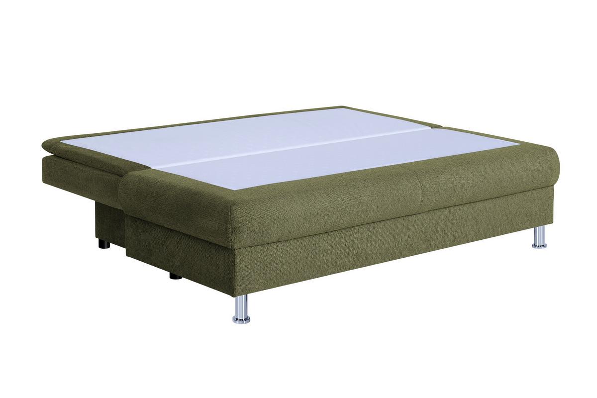 Schlafsofa mit Bettkasten Ken Olivgrün - Chromfarben/Schwarz, Design, Holzwerkstoff/Textil (200/92/90cm) - P & B