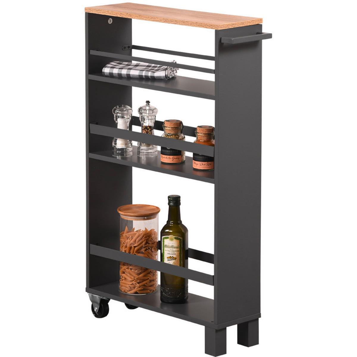 Servierwagen Grau, Braun, B: 15 Cm - Hellbraun/Grau, Basics, Holzwerkstoff (15/79/50cm) - Kesper