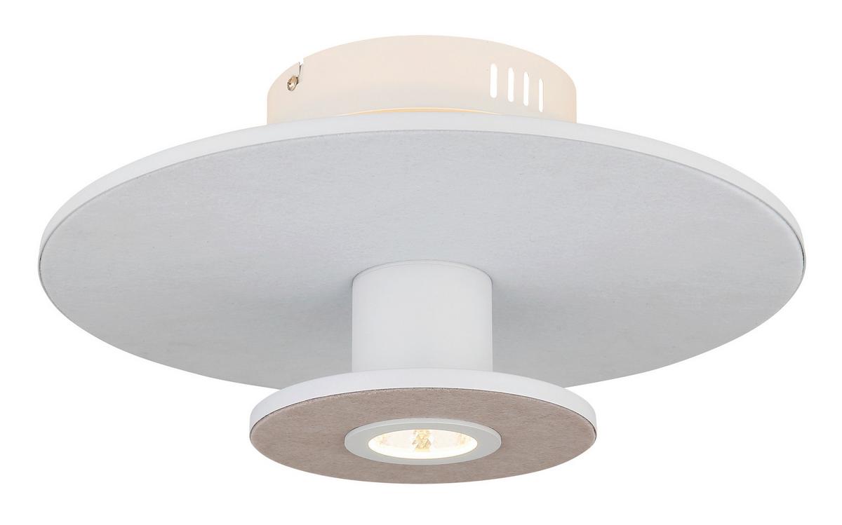 LED-Deckenleuchte 15647wd - Beige/Hellgrau, Basics, Kunststoff/Textil (38/18cm) - Globo
