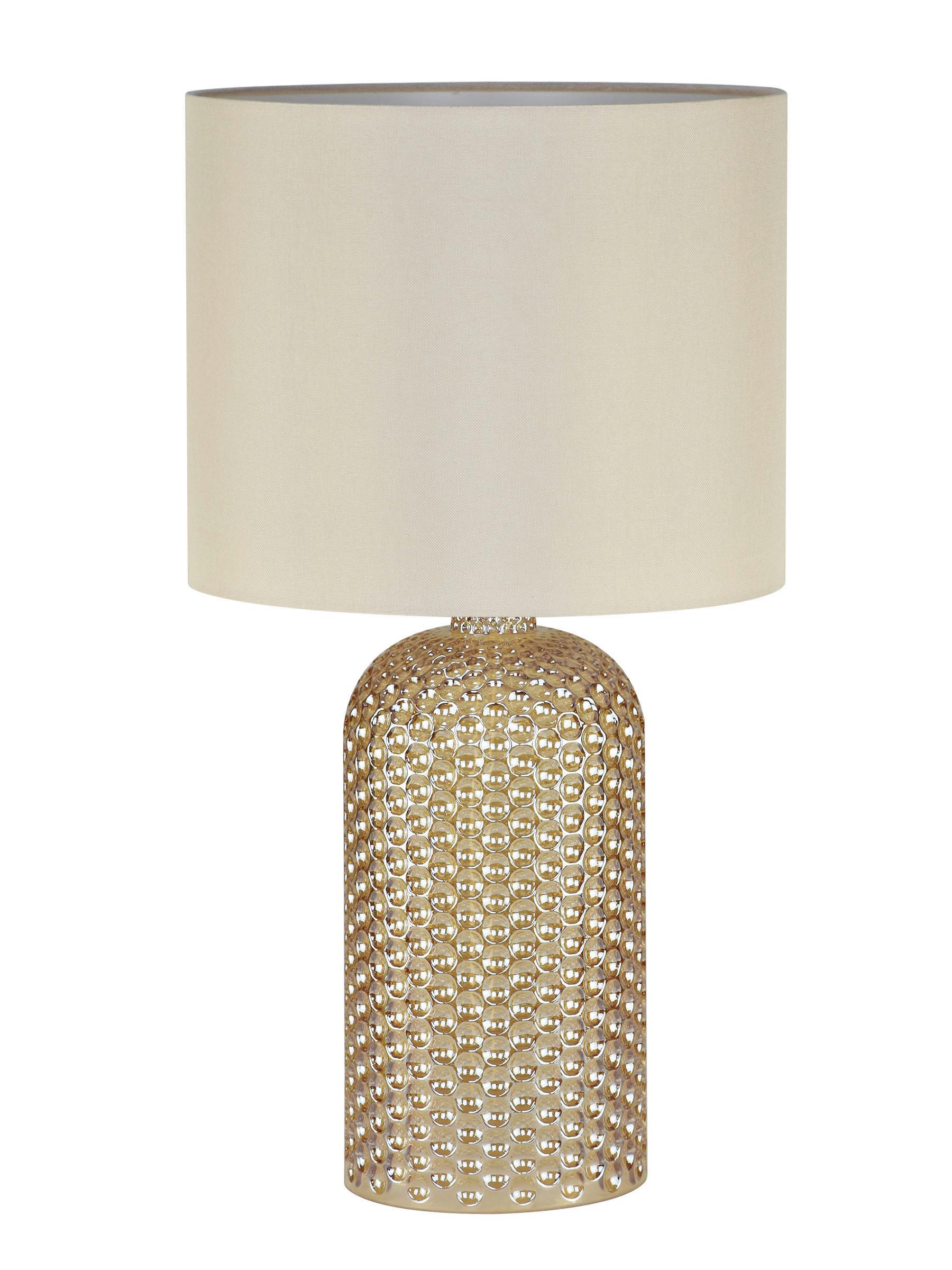 Tischleuchte Kristalya - Champagner, Basics, Glas/Textil (26,5/50cm)