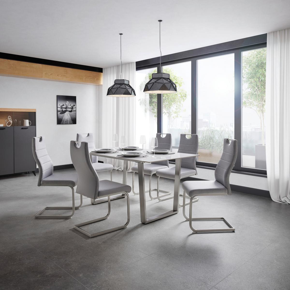 Szánkótalpas Szék New York S - nemesacélszínű/szürke, Konventionell, textil/fém (58/101/44cm) - Nedis SmartLife